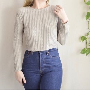 Vintage Express Cable Knit Crop Sweater